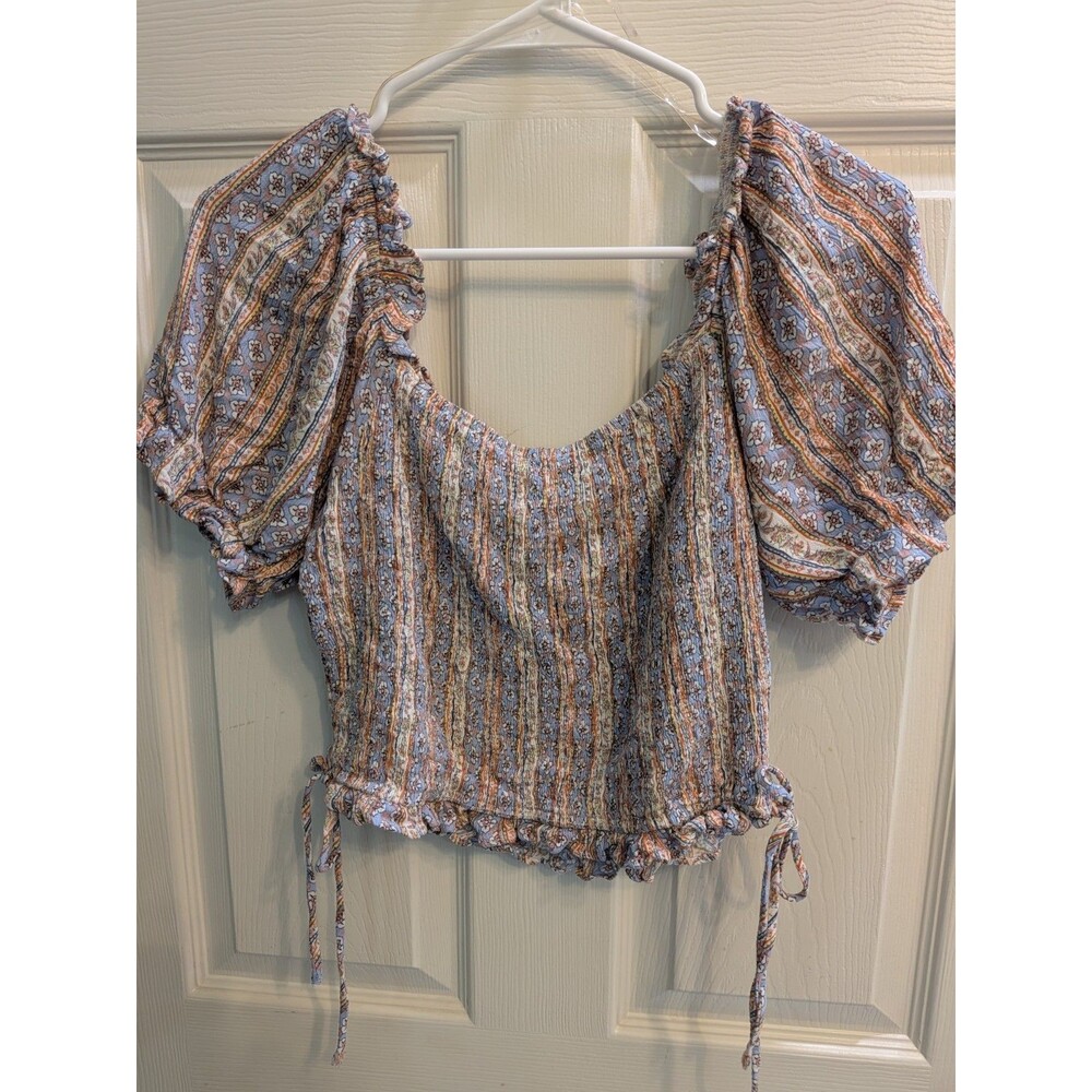 Cottagecore Boho Peasent Smocked Bodice Puff Sleeved Top